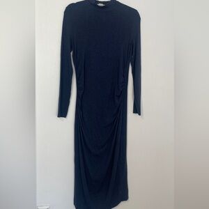 Chic Navy Long Sleeve Maxi Maternity Dress